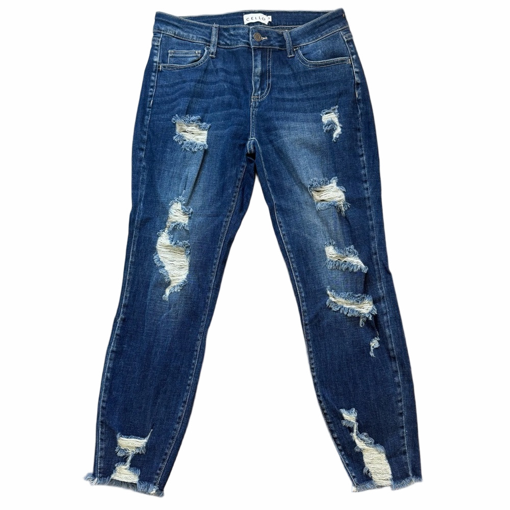 Cello Dark Wash Distressed Skinny Jeans Size 5